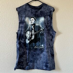 Elvis Presley Women’s Muscle T-shirt Medium NWOT Blue Gray Tie Dye Lounge